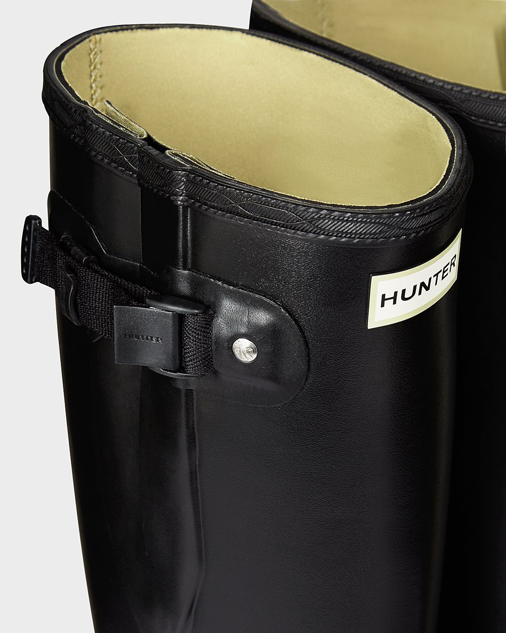 Mens Hunter Norris Field Side Adjustable Neoprene Lined - Tall Rain Boots Black - 9672-KZCNH